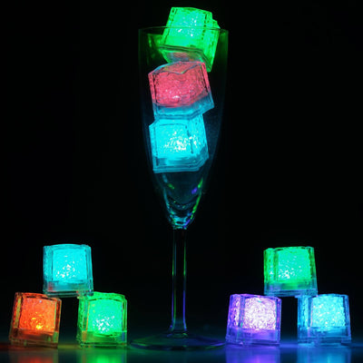 12 Pack | Light Up LED Submersible Ice Cubes, Waterproof with Adjustable Light Modes