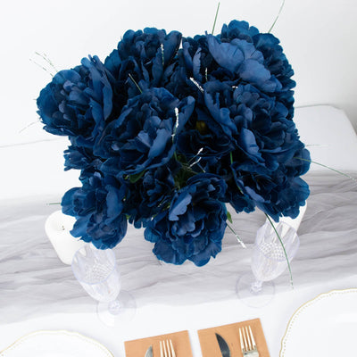 12 Bushes | Silk Peonies Bouquet, Artificial Flower Arrangements