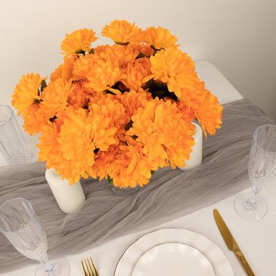 12 Bushes | Artificial Chrysanthemum Bouquet, Faux Mums Floral Centerpiece Decor