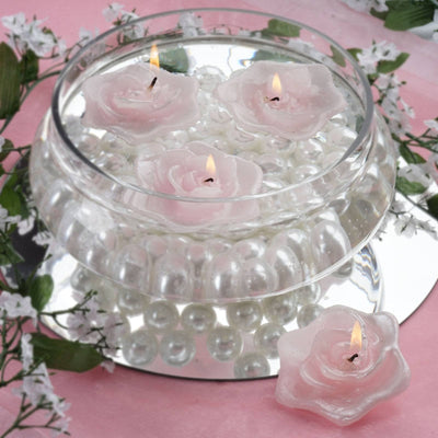 4 Pack | 2.5" Rose Flower Floating Candles, Wedding Vase Fillers