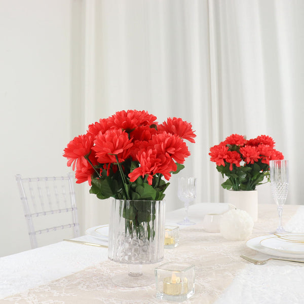 12 Bushes | Artificial Chrysanthemum Bouquet, Faux Mums Floral Centerpiece Decor