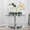 8" Round Metal Pedestal Riser, Dessert Display Stand With 36 Acrylic Crystal Chains