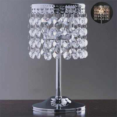 8" Crystal Beaded Chandelier Votive Pillar Candle Holder, Metal Tealight Candle Stand