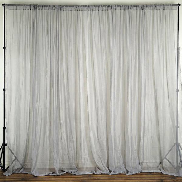 Pack of 2 | 5ft x 10ft Fire Retardant Sheer Organza Premium Curtain Panel Backdrops With Rod Pockets