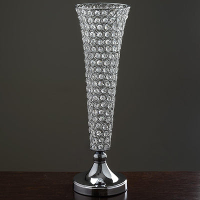 2 Pack | 22" Tall Crystal Beaded Trumpet Vase Set, Table Centerpiece