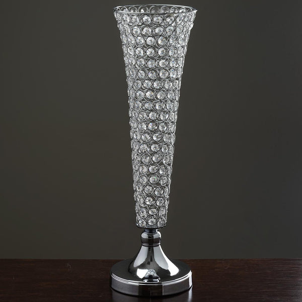 2 Pack | 22" Tall Crystal Beaded Trumpet Vase Set, Table Centerpiece