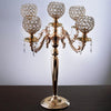 25" Tall 5 Arm Crystal Beaded Globe Metal Candelabra Candle Holder