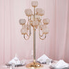 40" Tall 13 Arm Metal Crystal Beaded Candelabra Candle Holders, Goblet Votive Candle Holders