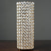 16" Tall Metal Full Crystal Beaded Pillar Candle Holder Stand