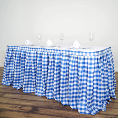 Checkered Table Skirt | 14FT | Buffalo Plaid Gingham Polyester Table Skirts