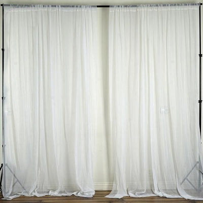 Pack of 2 | 5ft x 10ft Fire Retardant Sheer Organza Premium Curtain Panel Backdrops With Rod Pockets