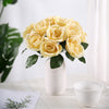 12" Artificial Velvet-Like Fabric Rose Flower Bouquet Bush