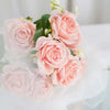 2 Bushes Light Blush Silk Rose Bouquets – Real Touch Long Stem Artificial Flowers 18"