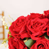 2 Bushes Red Silk Rose Bouquets – Real Touch Long Stem Artificial Flowers 18"