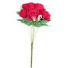 2 Bushes Red Silk Rose Bouquets – Real Touch Long Stem Artificial Flowers 18"
