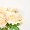 2 Bushes Cream Silk Rose Bouquets – Real Touch Long Stem Artificial Flowers 18"
