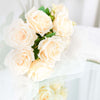 2 Bushes Cream Silk Rose Bouquets – Real Touch Long Stem Artificial Flowers 18"