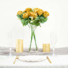 2 Bushes Gold Silk Rose Bouquets – Real Touch Long Stem Artificial Flowers 18"