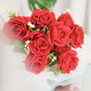 2 Bushes Red Silk Rose Bouquets – Real Touch Long Stem Artificial Flowers 18"