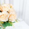 2 Bushes Cream Silk Rose Bouquets – Real Touch Long Stem Artificial Flowers 18"