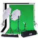 10ft Photo Video Studio Lighting & Background Support System Kit, 600W White Umbrella With Chromakey Backdrop Muslins (Green Black White) - Free Carry Case Included