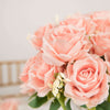 2 Bushes Light Blush Silk Rose Bouquets – Real Touch Long Stem Artificial Flowers 18"
