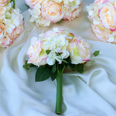 Rose & Hydrangea Bouquet Artificial Silk Flowers - Pink