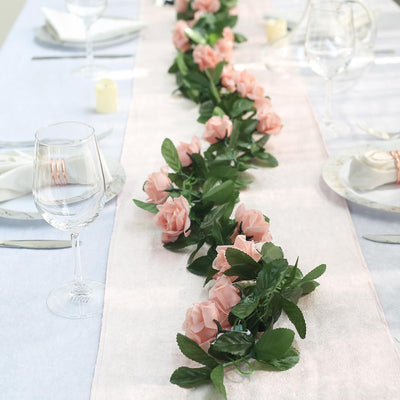 6FT Dusty Rose Chain Garland UV Protected Artificial Flower