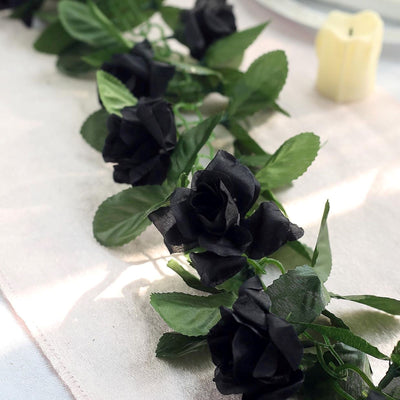 6 FT Black UV Protected Silk Rose Garland | Artificial Wedding Garland | 32 Flowers#whtbkgd
