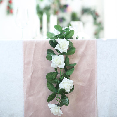 Silk Rose Garland Artificial Flowers - Cream - 6 ft