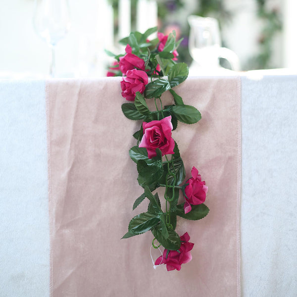 Silk Rose Garland Artificial Flowers - Fuchsia - 6 ft