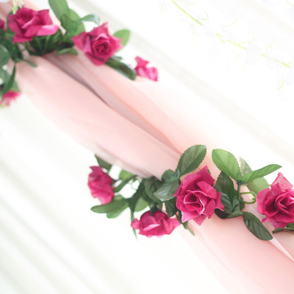 Silk Rose Garland Artificial Flowers - Fuchsia - 6 ft
