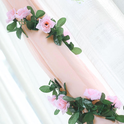 Silk Rose Garland Artificial Flowers - Pink - 6 ft