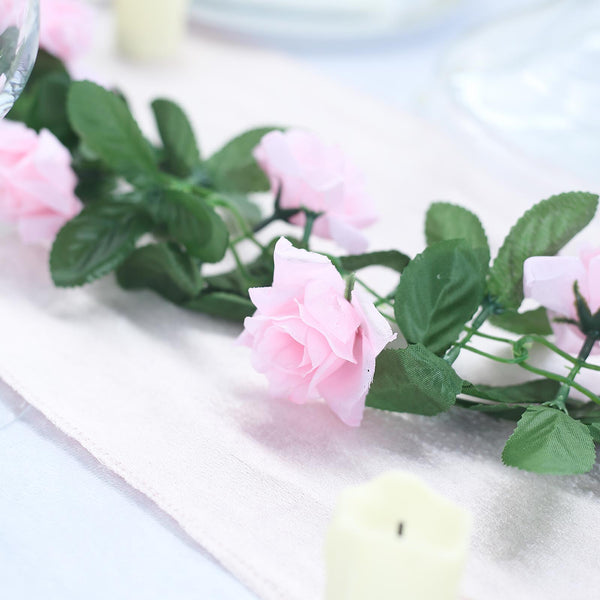 Silk Rose Garland Artificial Flowers - Pink - 6 ft