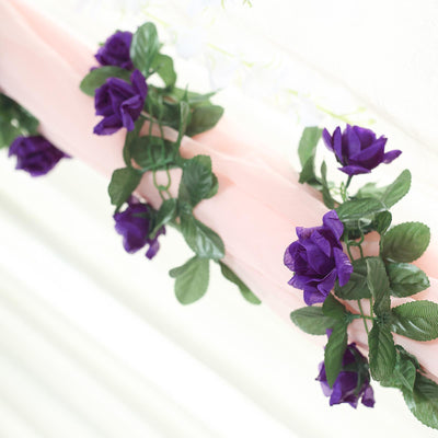 Silk Rose Garland Artificial Flowers - Purple - 6 ft