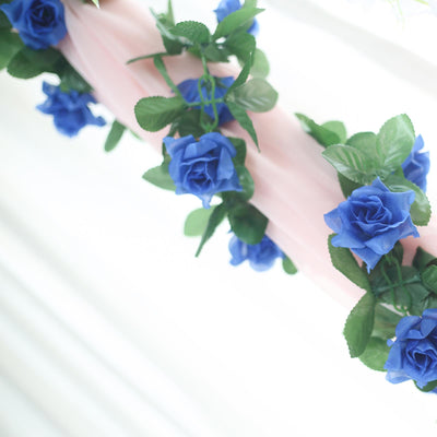 Silk Rose Garland Artificial Flowers - Royal Blue - 6 ft