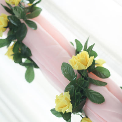 Silk Rose Garland Artificial Flowers - Yellow - 6 ft