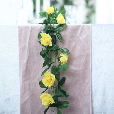 Silk Rose Garland Artificial Flowers - Yellow - 6 ft