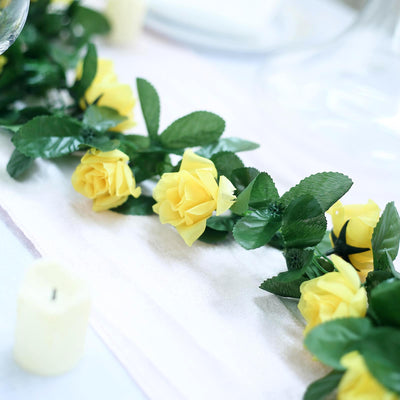 Silk Rose Garland Artificial Flowers - Yellow - 6 ft