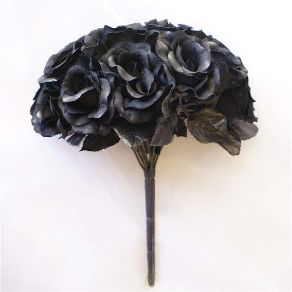 Velvet Rose Bouquet Artificial Flowers- Black