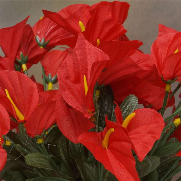 Mini Calla Lily Bush Artificial Silk Flowers - Red
