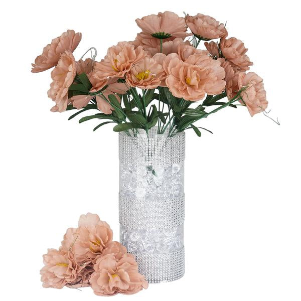 Small Peony Bush Artificial Silk Flowers - Blush