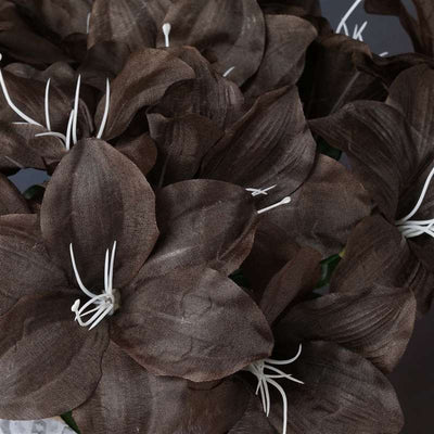 Eastern Lily Bush Artificial Silk Flowers - Chocolate