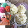 2 Pack | 7" Silver Flower Ball Silk Rose Pomander Kissing Ball