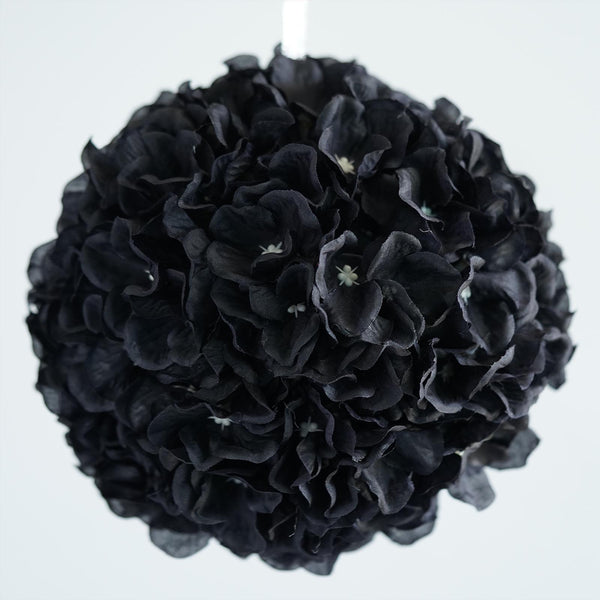 Hydrangea Kissing Ball Artificial Silk Flowers - Black - 4 pack
