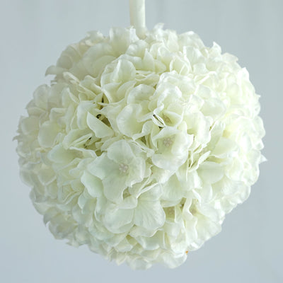 Hydrangea Kissing Ball Artificial Silk Flowers - Cream - 4 pack