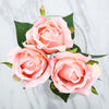24 pcs Blush | Rose Gold Artificial Long Stem Silk Rose Flowers With Green Leaves