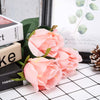 24 pcs Blush | Rose Gold Artificial Long Stem Silk Rose Flowers With Green Leaves
