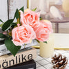 24 pcs Blush | Rose Gold Artificial Long Stem Silk Rose Flowers With Green Leaves