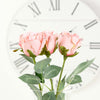 24 pcs Blush | Rose Gold Artificial Long Stem Silk Rose Flowers With Green Leaves